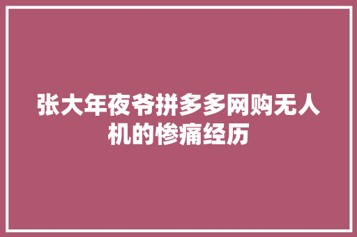 张大年夜爷拼多多网购无人机的惨痛经历