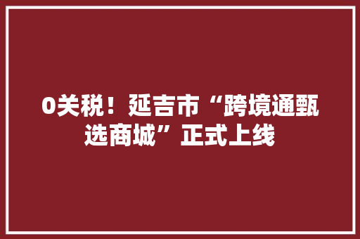 0关税！延吉市“跨境通甄选商城”正式上线