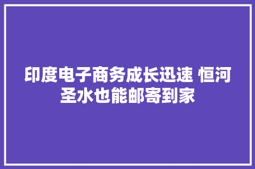 印度电子商务成长迅速 恒河圣水也能邮寄到家
