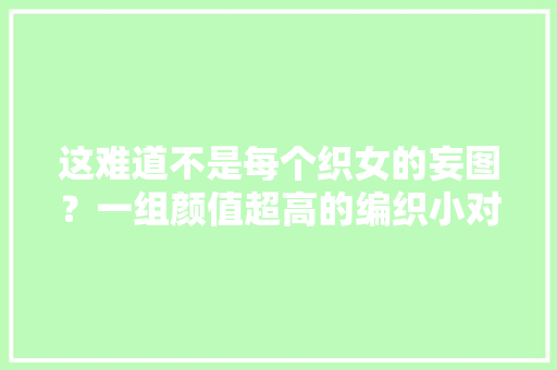 这难道不是每个织女的妄图？一组颜值超高的编织小对象分享触目可及的美好