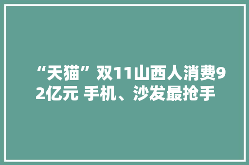 “天猫”双11山西人消费92亿元 手机、沙发最抢手