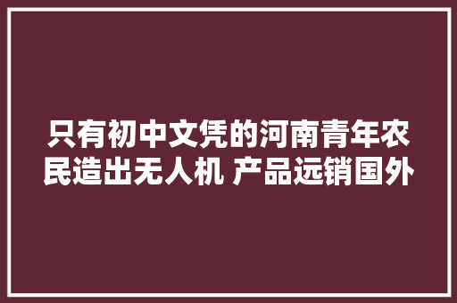 只有初中文凭的河南青年农民造出无人机 产品远销国外
