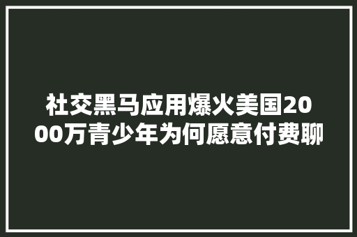 社交黑马应用爆火美国2000万青少年为何愿意付费聊天？