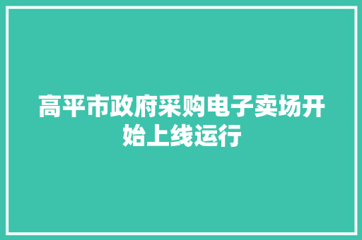 高平市政府采购电子卖场开始上线运行