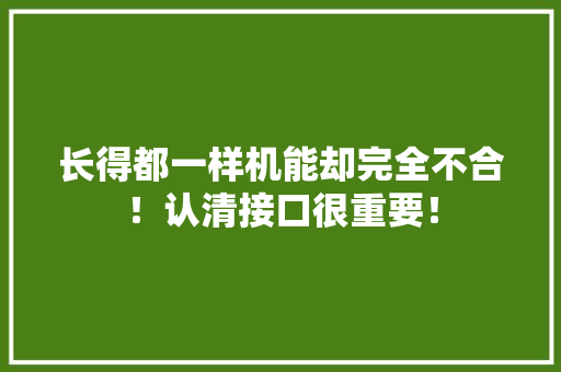 长得都一样机能却完全不合！认清接口很重要！
