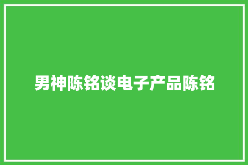 男神陈铭谈电子产品陈铭
