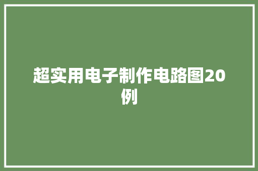 超实用电子制作电路图20例