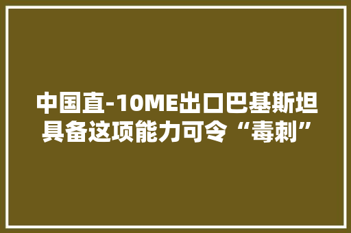 中国直-10ME出口巴基斯坦具备这项能力可令“毒刺”导弹失落效