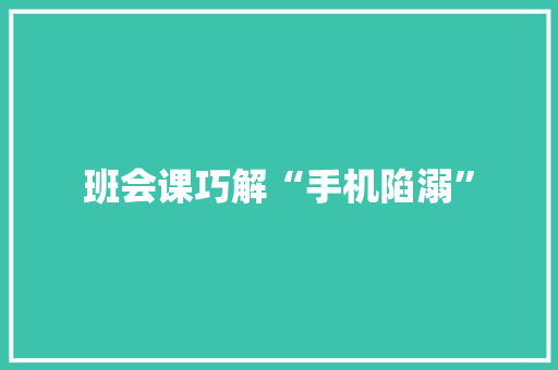 班会课巧解“手机陷溺”