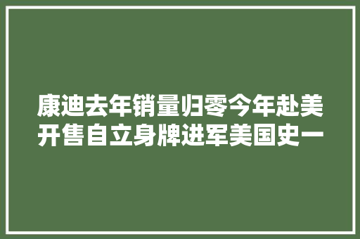 康迪去年销量归零今年赴美开售自立身牌进军美国史一言难尽