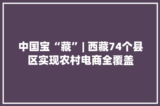 中国宝“藏”| 西藏74个县区实现农村电商全覆盖