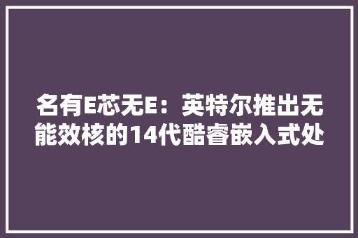 名有E芯无E：英特尔推出无能效核的14代酷睿嵌入式处理器