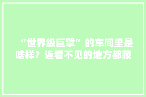 “世界级巨擘”的车间里是啥样？连看不见的地方都藏着“黑科技”