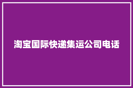 淘宝国际快递集运公司电话