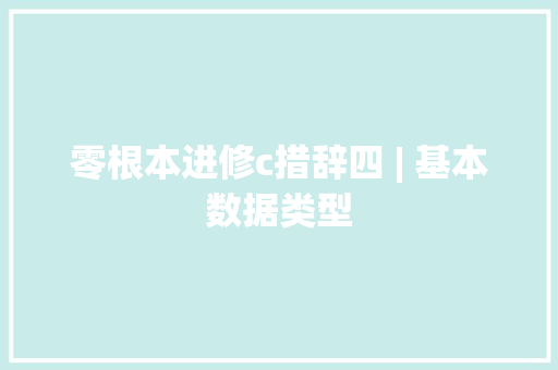 零根本进修c措辞四 | 基本数据类型