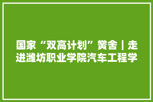 国家“双高计划”黉舍｜走进潍坊职业学院汽车工程学院
