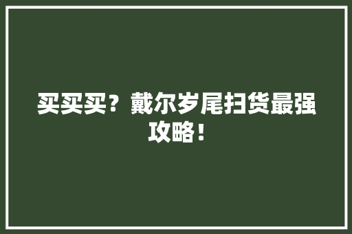 买买买？戴尔岁尾扫货最强攻略！