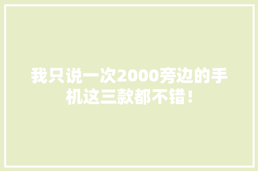 我只说一次2000旁边的手机这三款都不错！