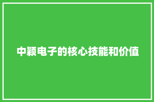 中颖电子的核心技能和价值