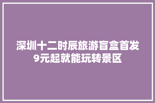 深圳十二时辰旅游盲盒首发9元起就能玩转景区