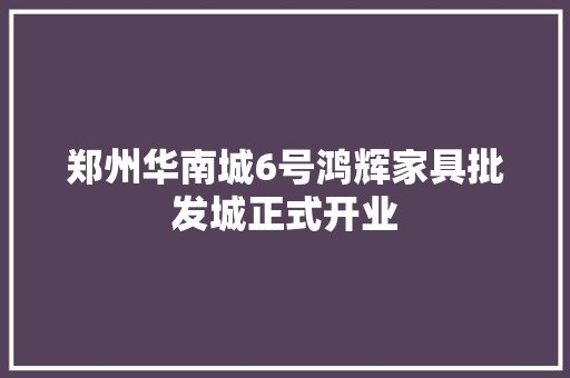 郑州华南城6号鸿辉家具批发城正式开业