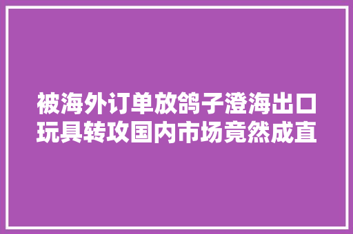 被海外订单放鸽子澄海出口玩具转攻国内市场竟然成直播爆款