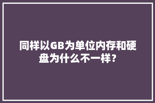 同样以GB为单位内存和硬盘为什么不一样？