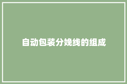 自动包装分娩线的组成