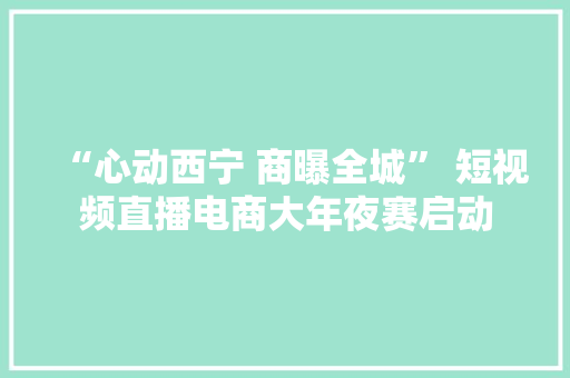 “心动西宁 商曝全城” 短视频直播电商大年夜赛启动
