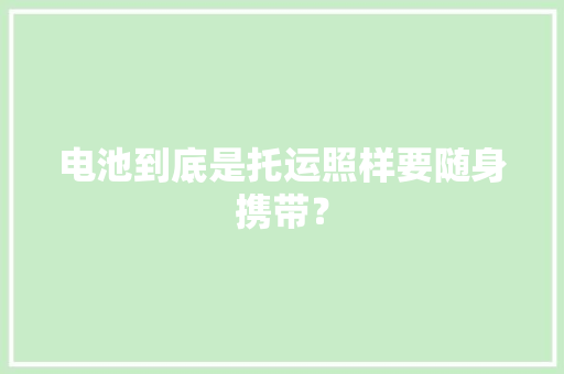 电池到底是托运照样要随身携带？