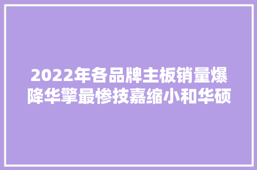 2022年各品牌主板销量爆降华擎最惨技嘉缩小和华硕的差距