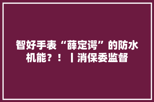 智好手表“薛定谔”的防水机能？！丨消保委监督