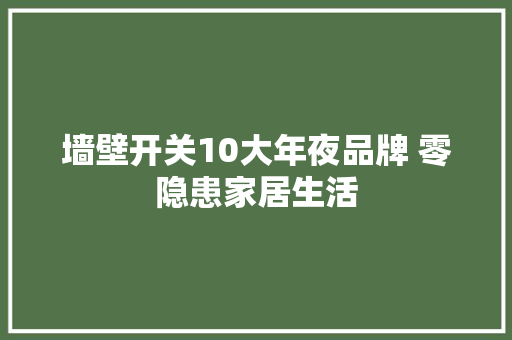 墙壁开关10大年夜品牌 零隐患家居生活