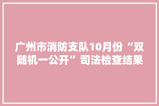广州市消防支队10月份“双随机一公开”司法检查结果
