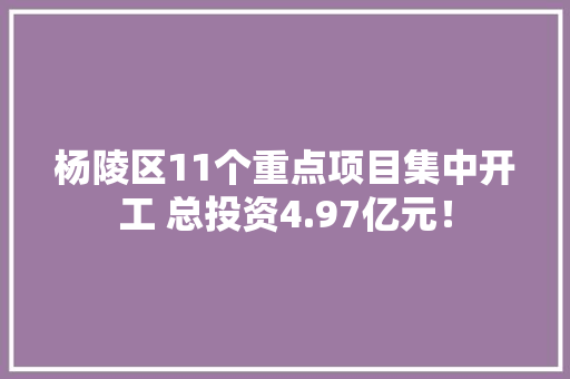 杨陵区11个重点项目集中开工 总投资4.97亿元！