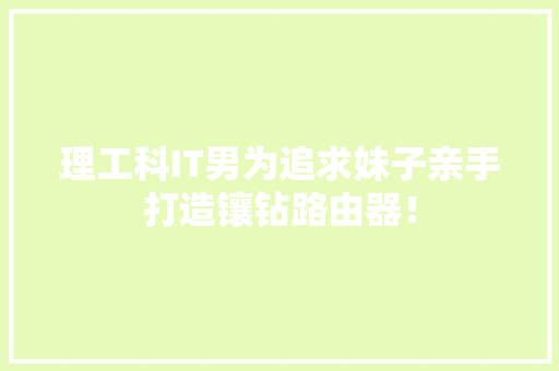 理工科IT男为追求妹子亲手打造镶钻路由器！