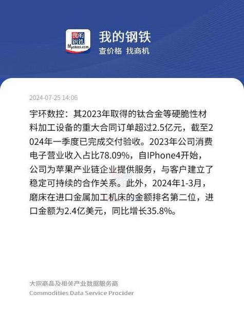 宇环数控：2023年手机钛合金中框加工设备订单达2.53亿元消费电子领域发卖收入占比78% 宇环数控：2023年手机钛合金中框加工设备订单达2.53亿元消费电子领域发卖收入占比78% 智能家居