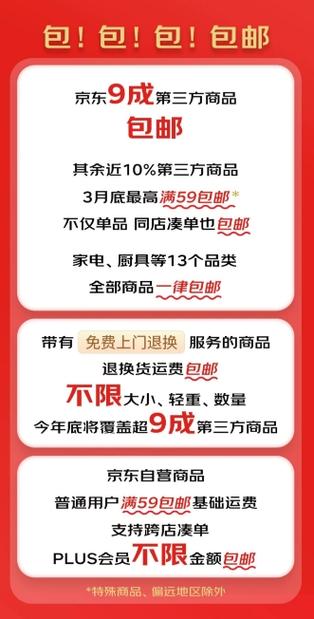 京东宣告最新邮费政策:计划3月底普及满59包邮 智能家居 京东宣告最新邮费政策:计划3月底普及满59包邮 京东宣告最新邮费政策:计划3月底普及满59包邮 智能家居