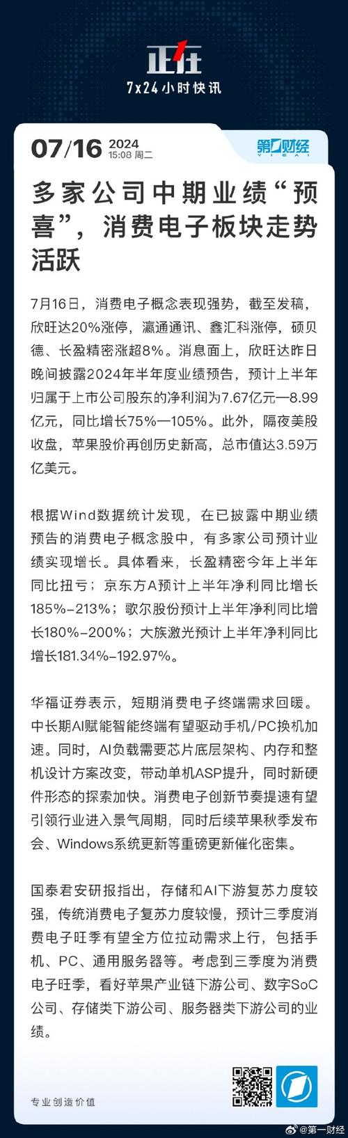 多家公司中期业绩“预喜”消费电子板块走势生动 多家公司中期业绩“预喜”消费电子板块走势生动 互联通信