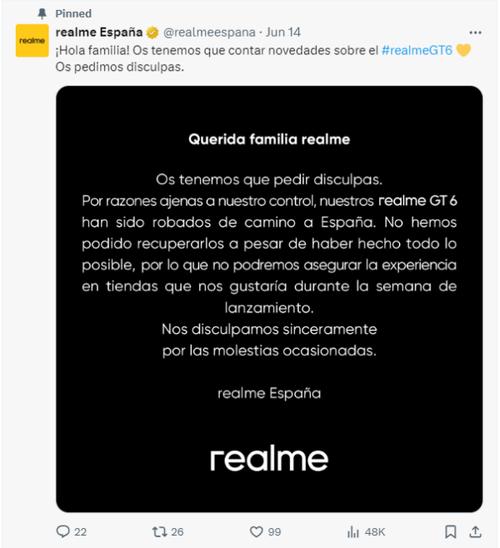 发售期近realme新机在欧洲遭遇“持枪抢劫” 互联通信 发售期近realme新机在欧洲遭遇“持枪抢劫” 发售期近realme新机在欧洲遭遇“持枪抢劫” 互联通信
