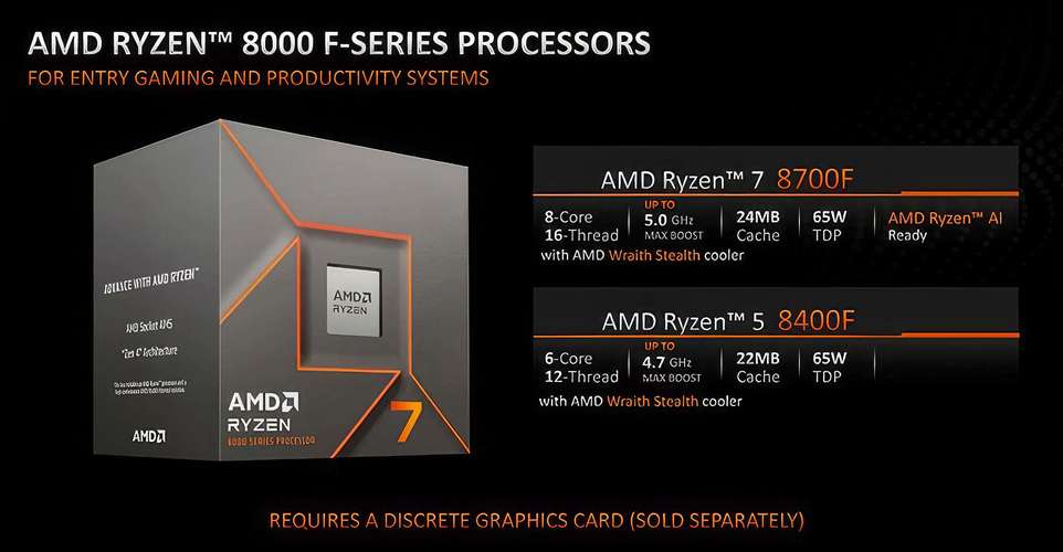 AMD R7 8700F/R5 8400F处理器上架亚马逊：5月14日发售 AMD R7 8700F/R5 8400F处理器上架亚马逊：5月14日发售 人工智能